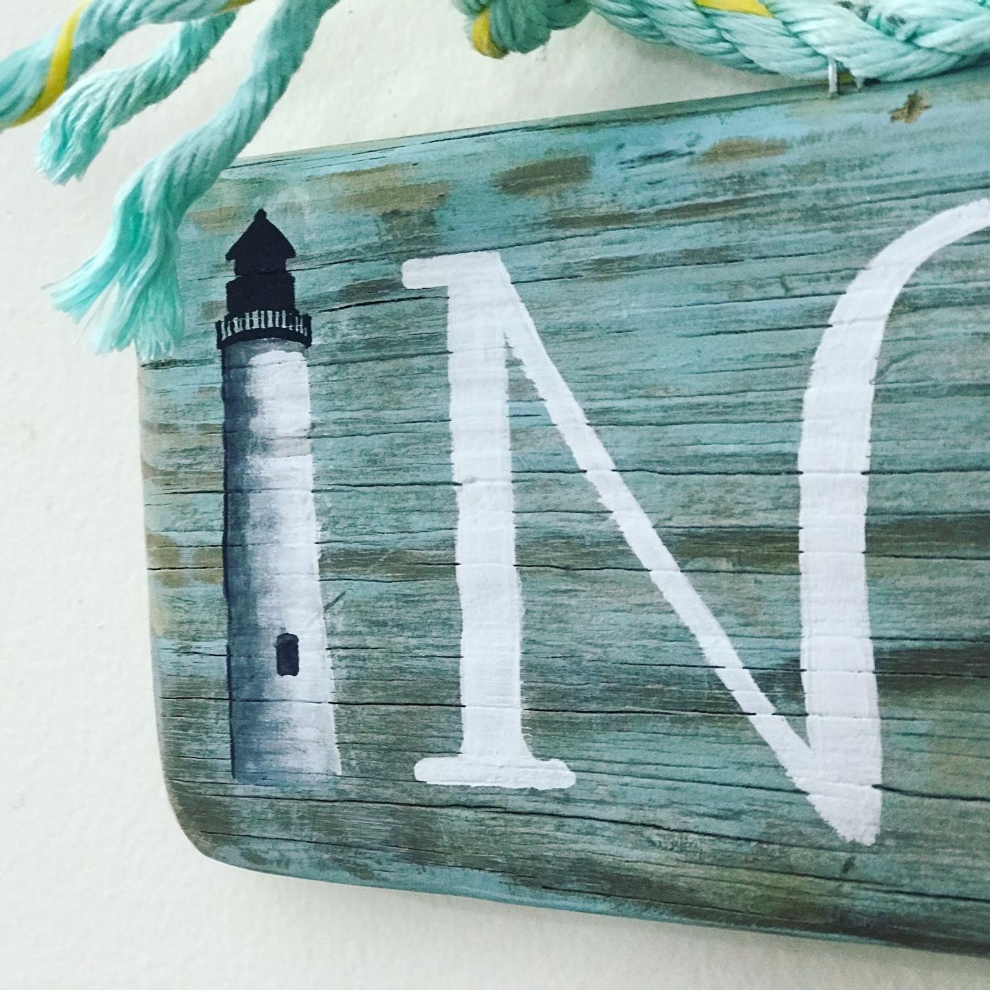 Custom Sign with Hand Painted Graphic 24-60" Driftwood with Rope Hanger