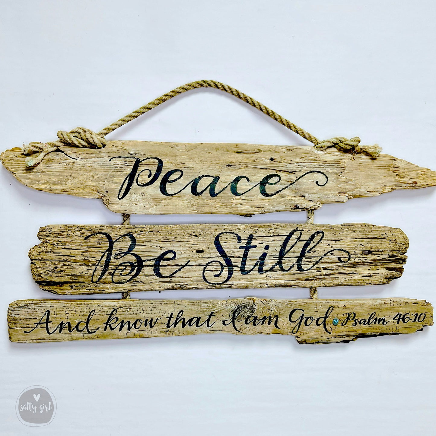 Custom 3-Tiered Driftwood Sign - Personalized Sign with Fishing Rope Hanger - Hand Painted Sign