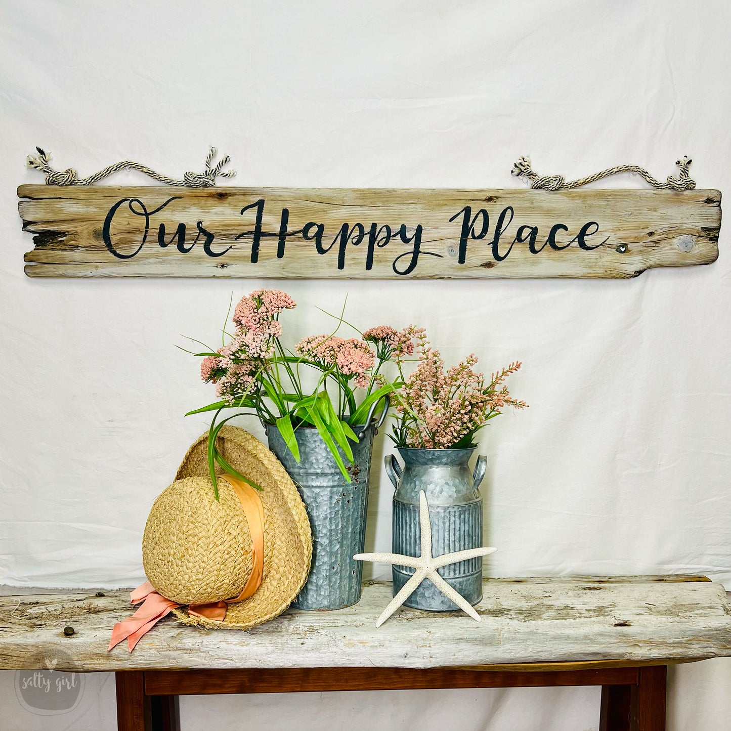 Large Custom Driftwood Sign with Rope Hangers - 4-6 Ft Personalized Sign