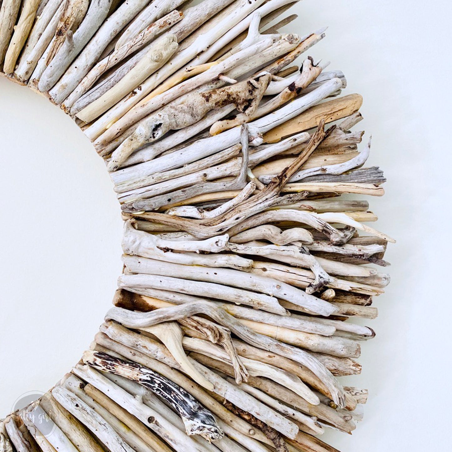 Sun Bleached Driftwood Wreath - 24" - Wall Decor by Maine Artist Cherie Herne