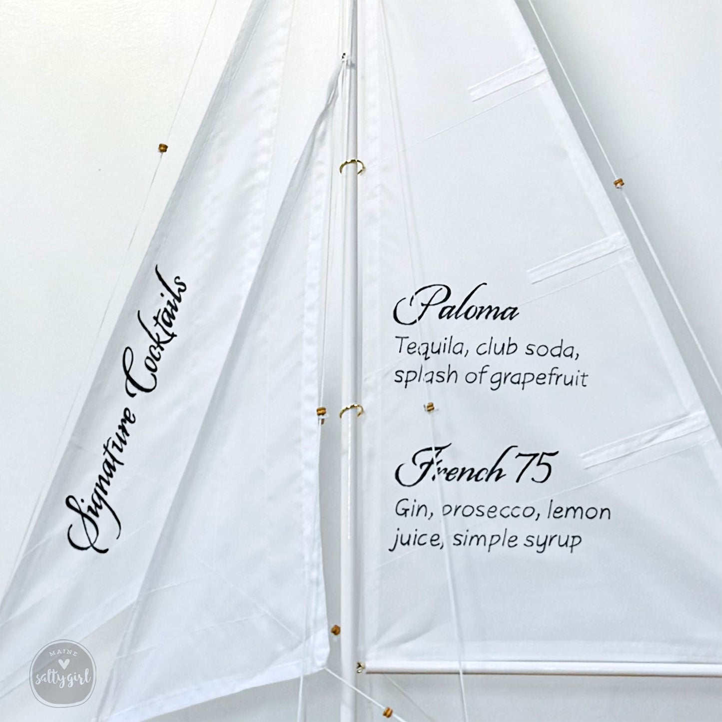 Hand-Lettered Model Sailboat Bar Menu – Custom Wedding Decor