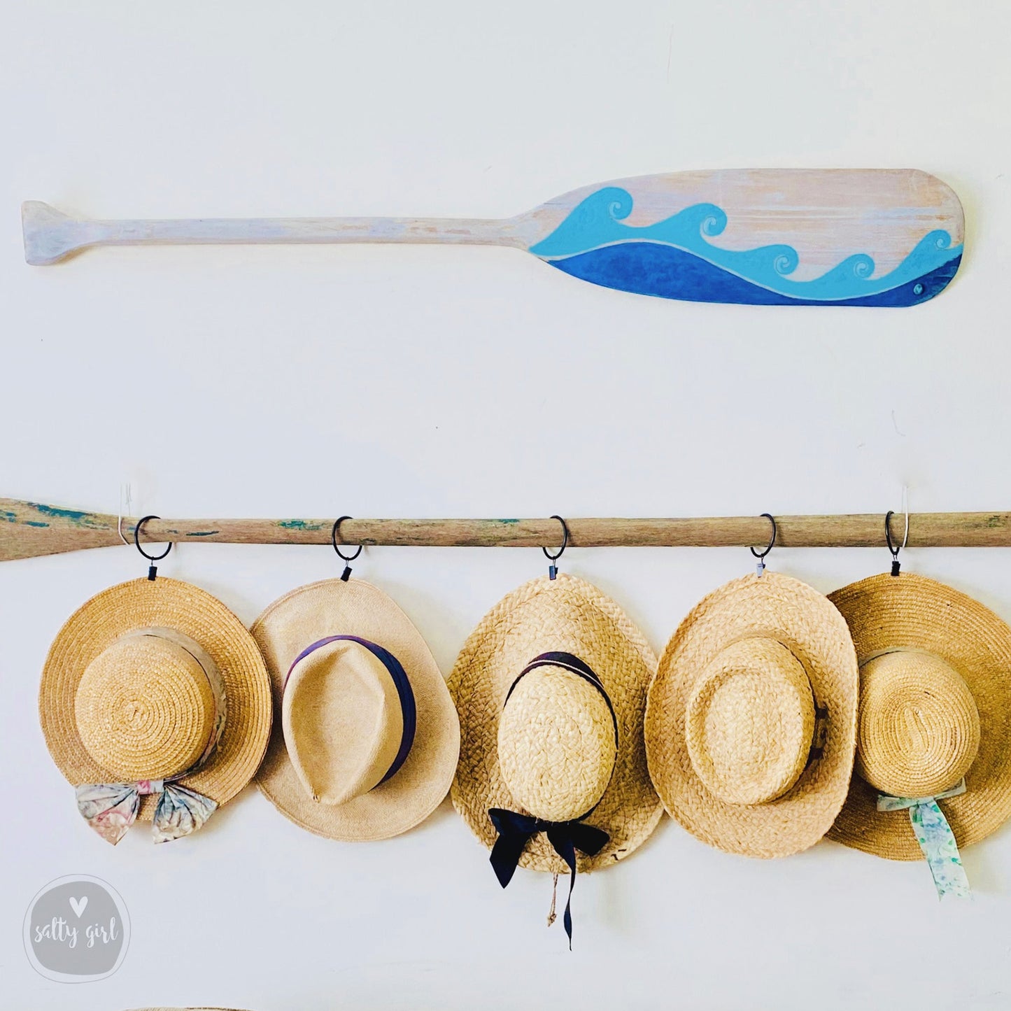 Antique Boat Oar with Custom Graphics - 6 FT Hand-Painted Boat Oar - Nautical Wall Art