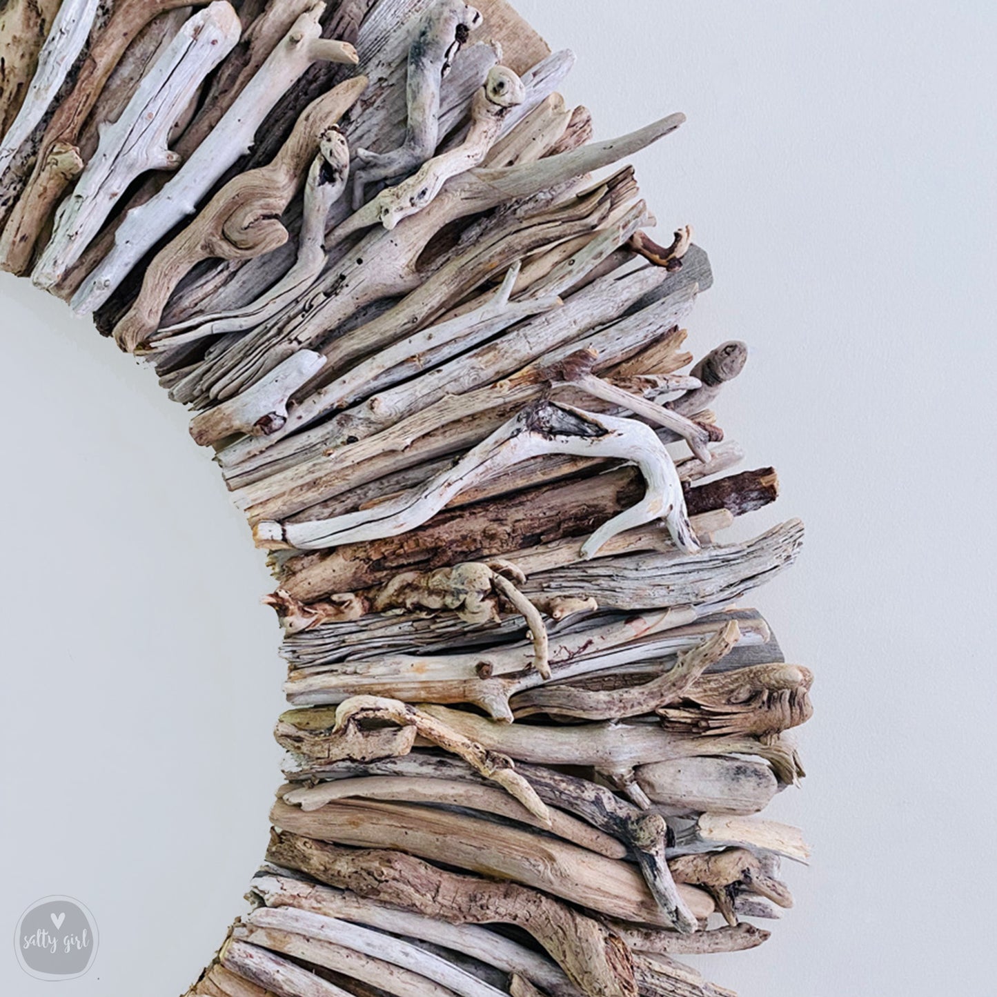 Sun Bleached Driftwood Wreath - 24" - Wall Decor by Maine Artist Cherie Herne