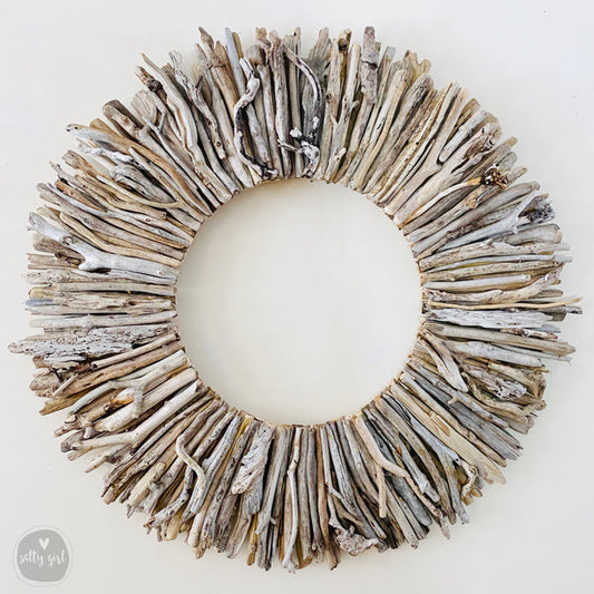 Sun Bleached Driftwood Wreath - 24" - Wall Decor by Maine Artist Cherie Herne