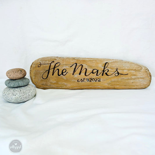Wood Burned Custom Driftwood Sign