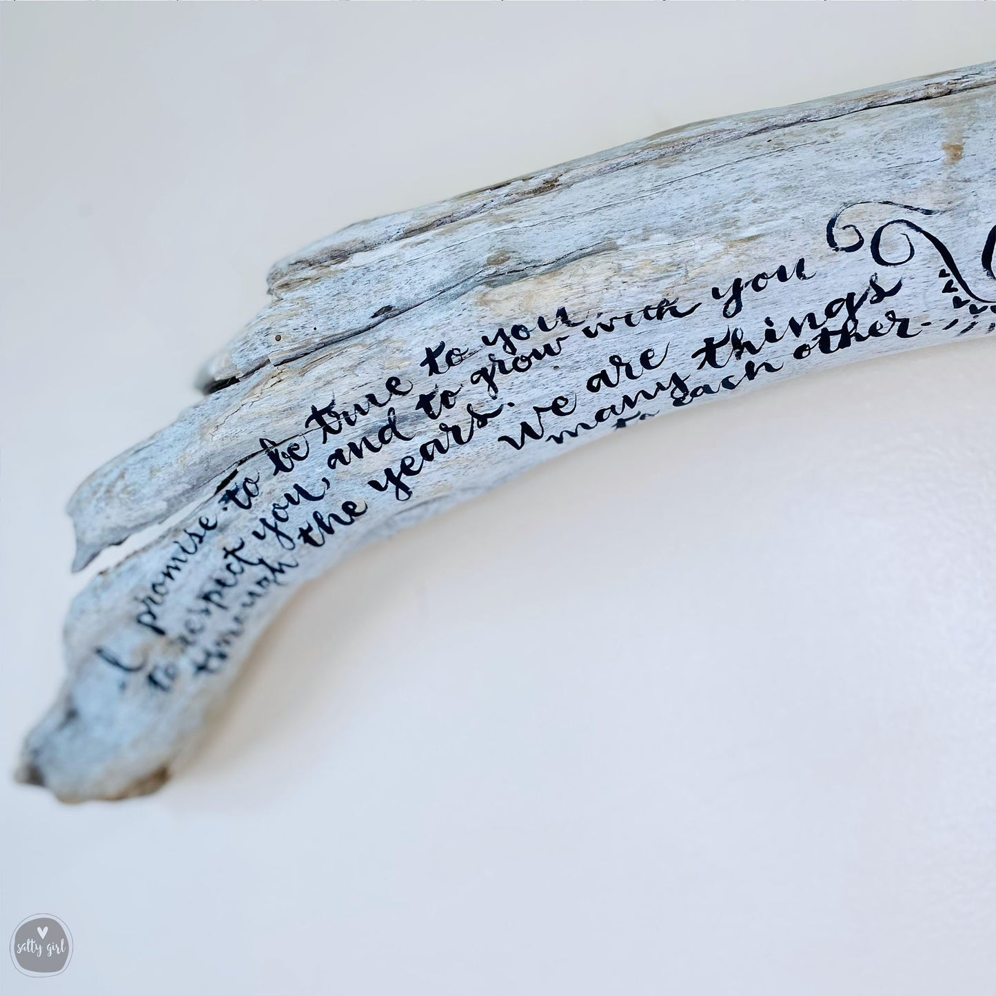 Wedding Vows Keepsake - Hand-Lettered Driftwood Wedding Vows