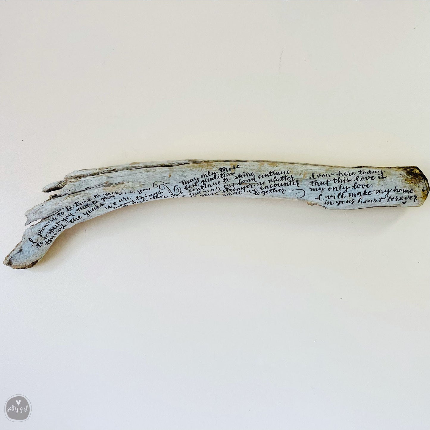 Wedding Vows Keepsake - Hand-Lettered Driftwood Wedding Vows