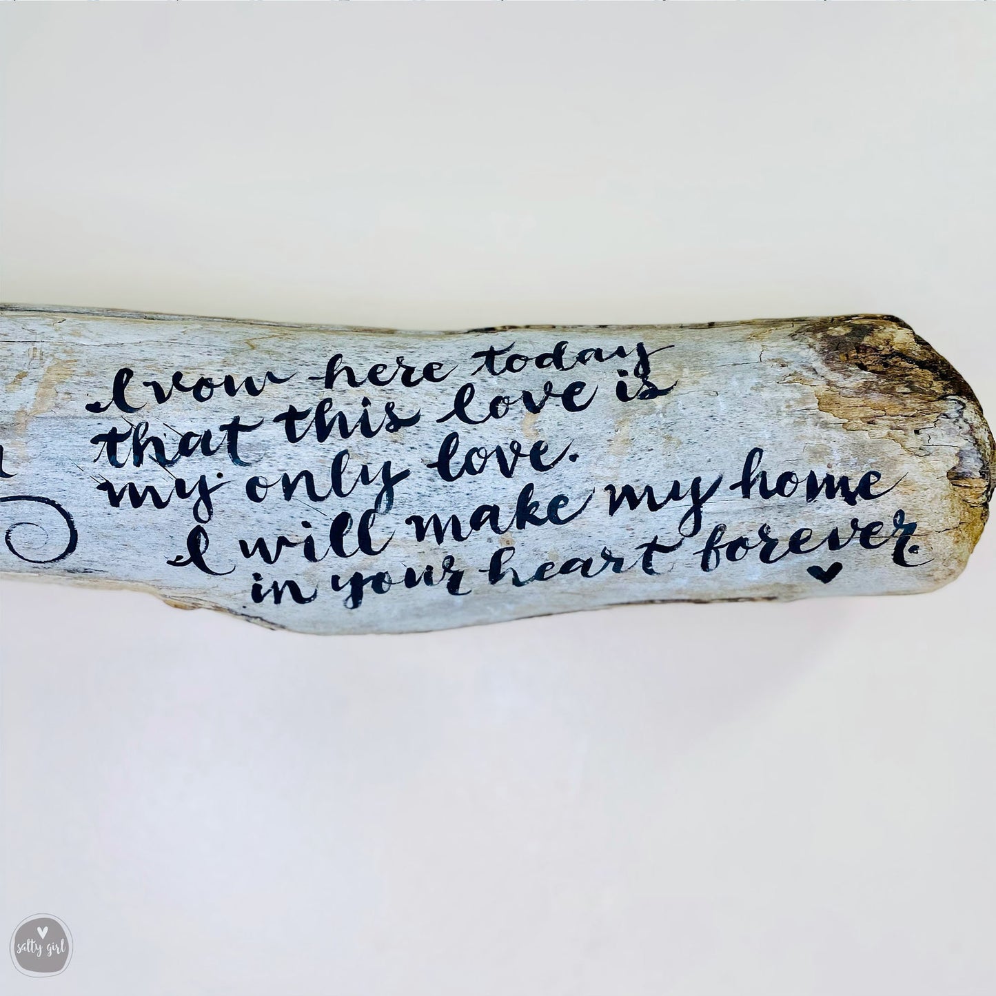 Wedding Vows Keepsake - Hand-Lettered Driftwood Wedding Vows
