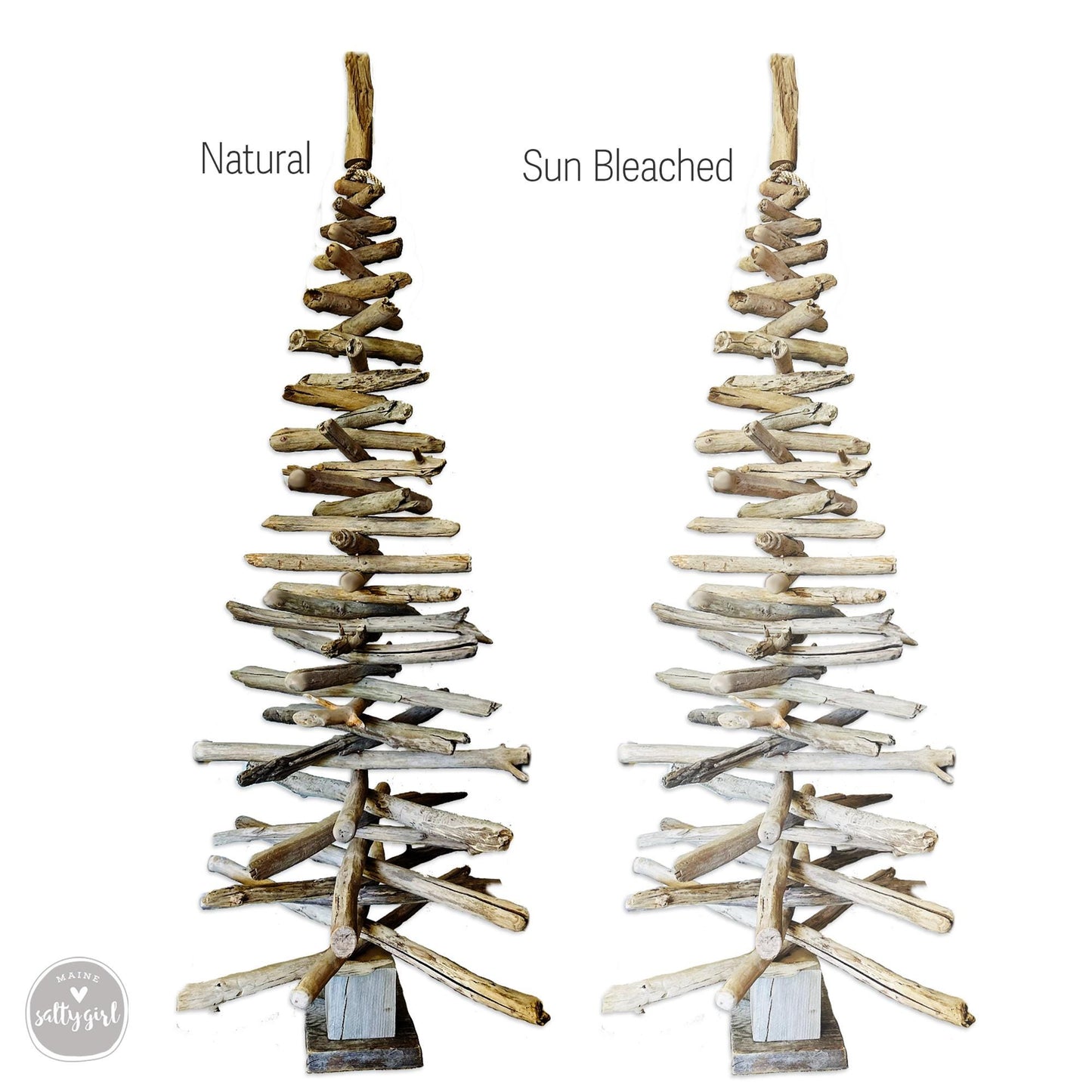 a tree made out of driftwood is shown next to another tree made out of