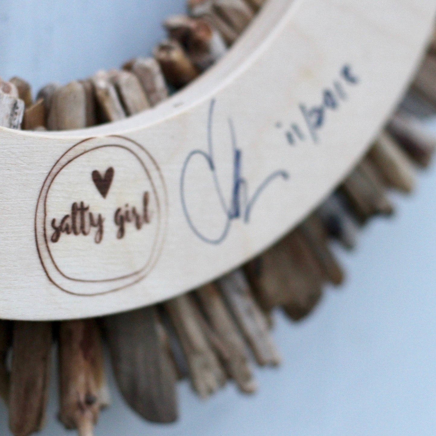 Driftwood Wreath with Aqua Turquoise & Light Blue Sea Glass Accents 12" - 16" - 20”