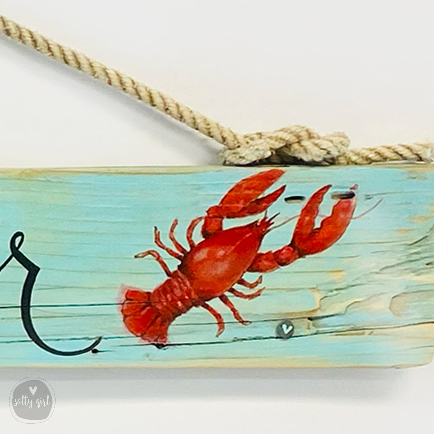 Custom Sign with Hand Painted Graphic 24-60" Driftwood with Rope Hanger