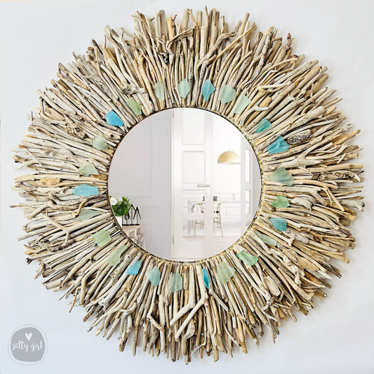 Driftwood Wreath Wall Decor with Natural Sun-Bleached Tones 30 - 42"