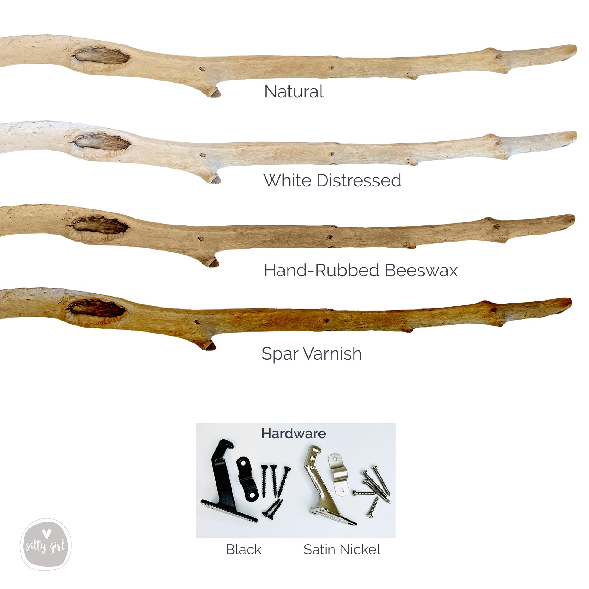 Driftwood handrail options and hardware