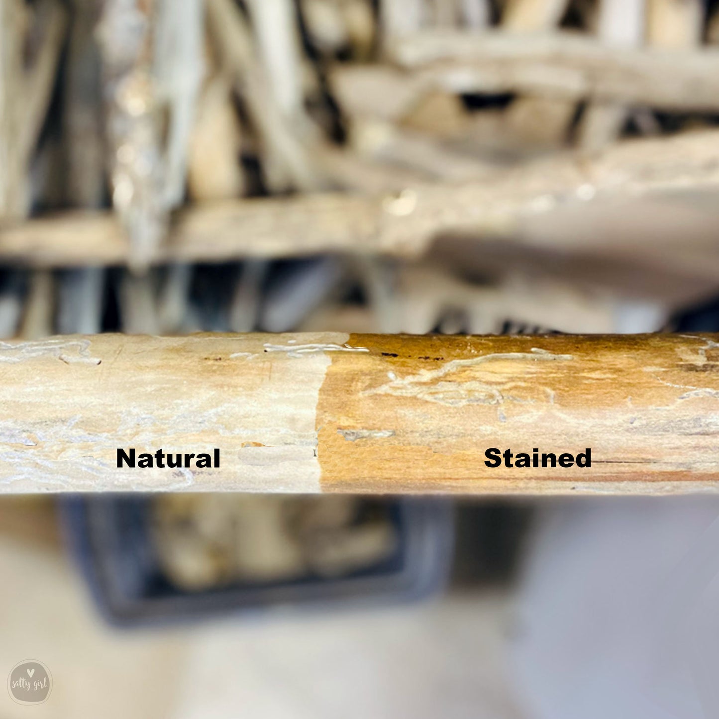 a close up of a baseball bat with a wooden stick in the background