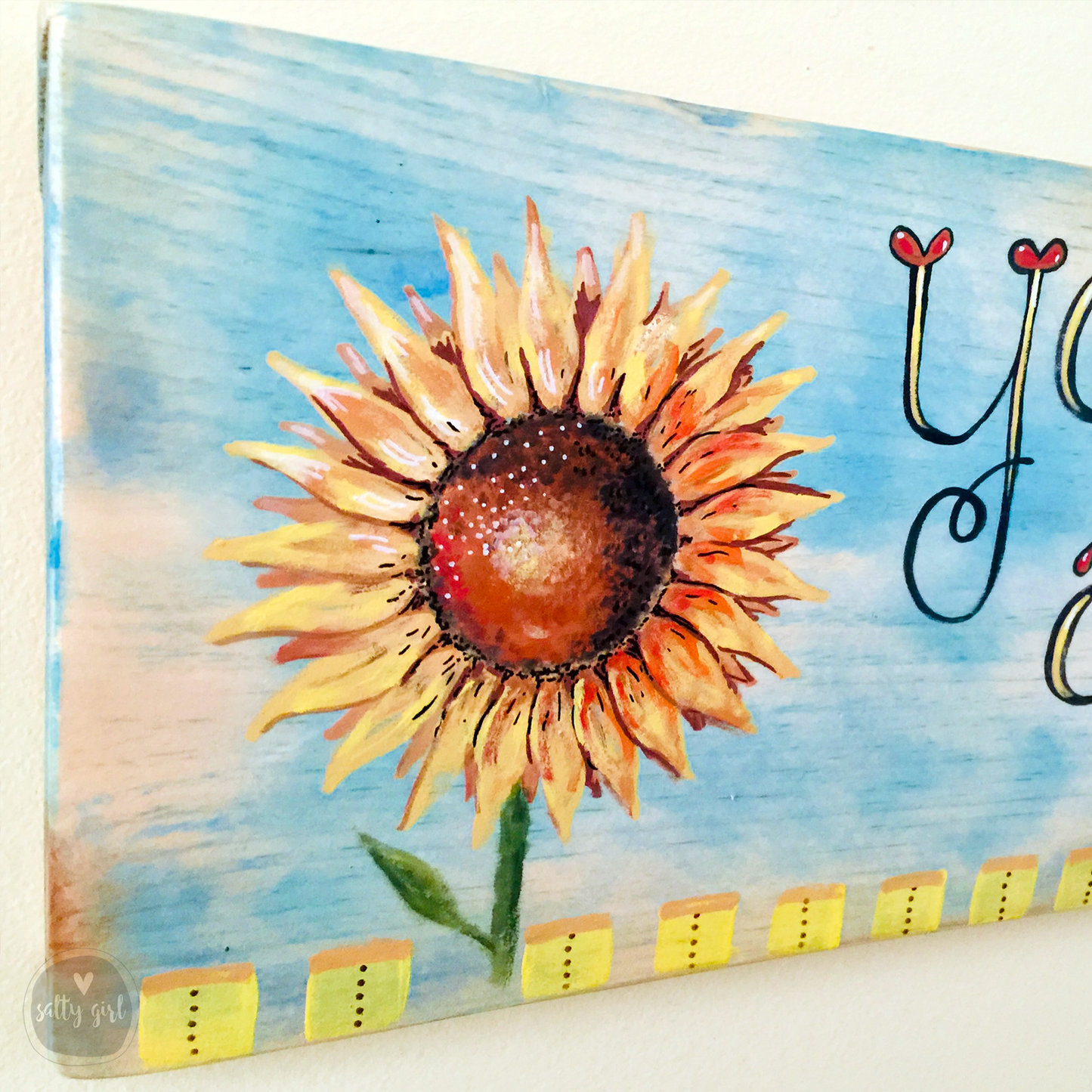 Custom Sign with Hand Painted Graphic 24-60" Driftwood with Rope Hanger
