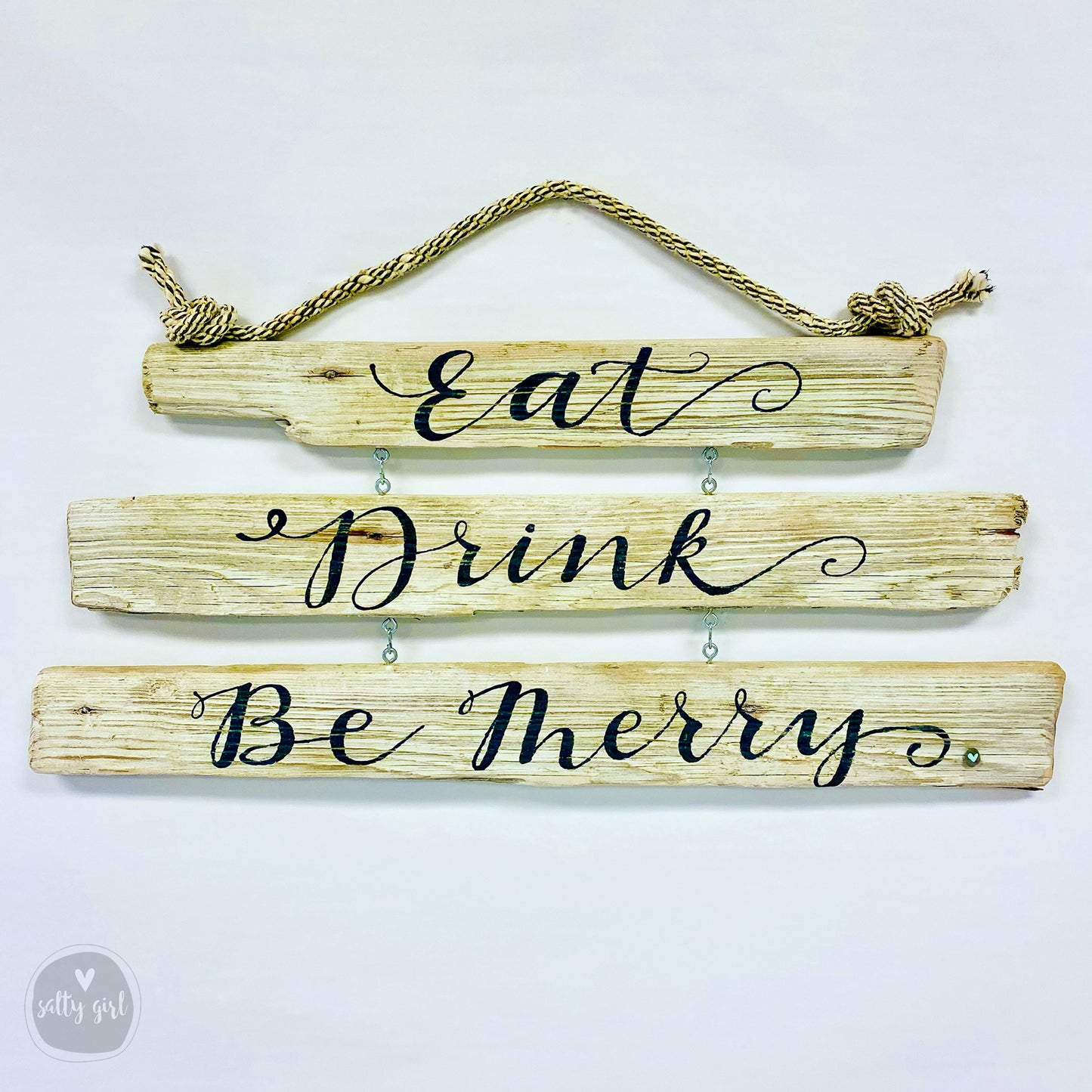 Custom 3-Tiered Driftwood Sign - Personalized Sign with Fishing Rope Hanger - Hand Painted Sign