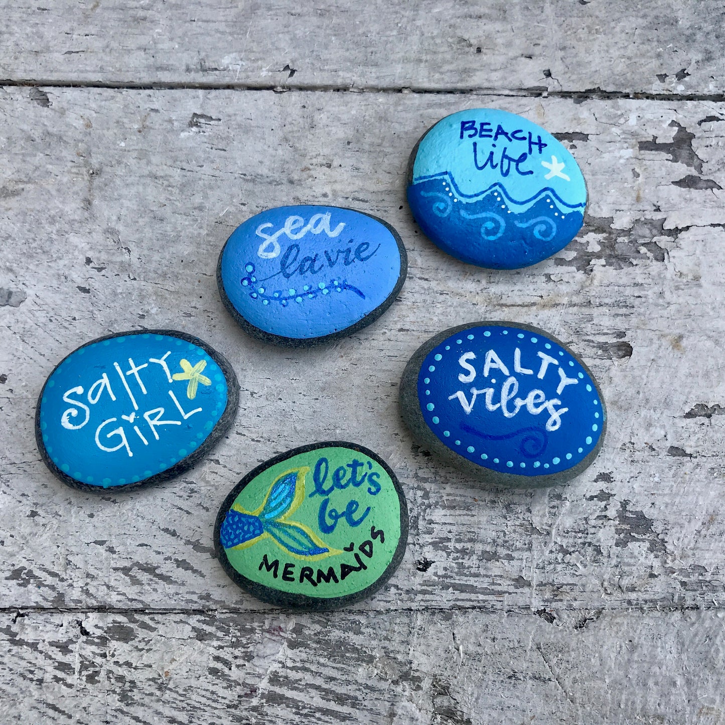 Painted Beach Stones with Whimsical Designs - custom event favors