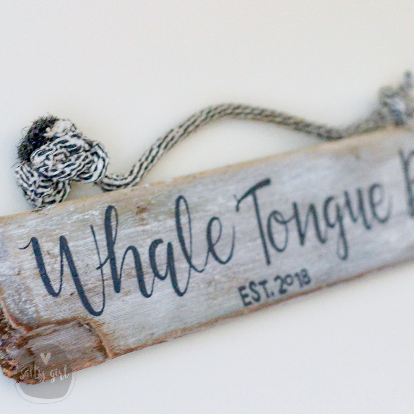 Custom Driftwood Sign - Personalized Sign with Fishing Rope Hanger - Beach Inspired Hand Lettered Sign