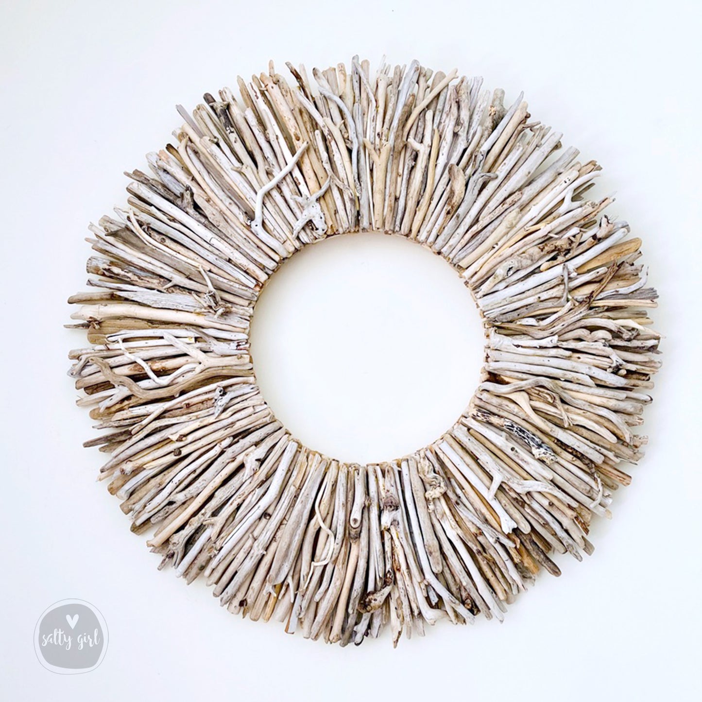 Sun Bleached Driftwood Wreath - 24" - Wall Decor by Maine Artist Cherie Herne