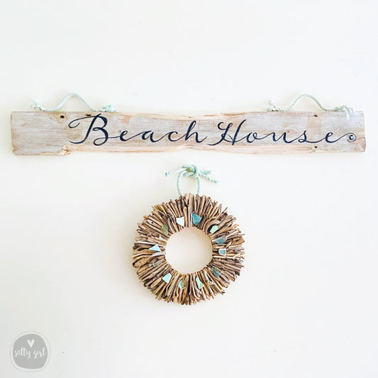 Custom Driftwood Sign with Double Hanger - Personalized Sign with Fishing Rope Hanger - Beach Themed Wall Art