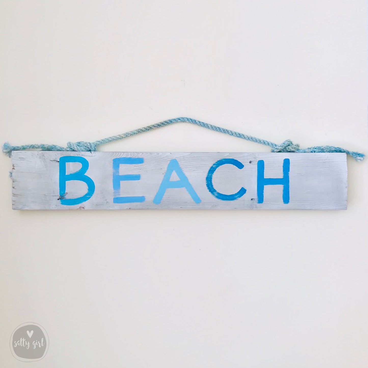 Driftwood Beach Sign - Wooden Beach Sign with Fishing Rope Hanger - Beach Themed Decor - Coastal Art