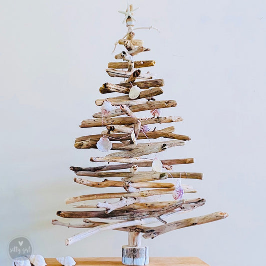 Driftwood Christmas Tree with Shell Garland