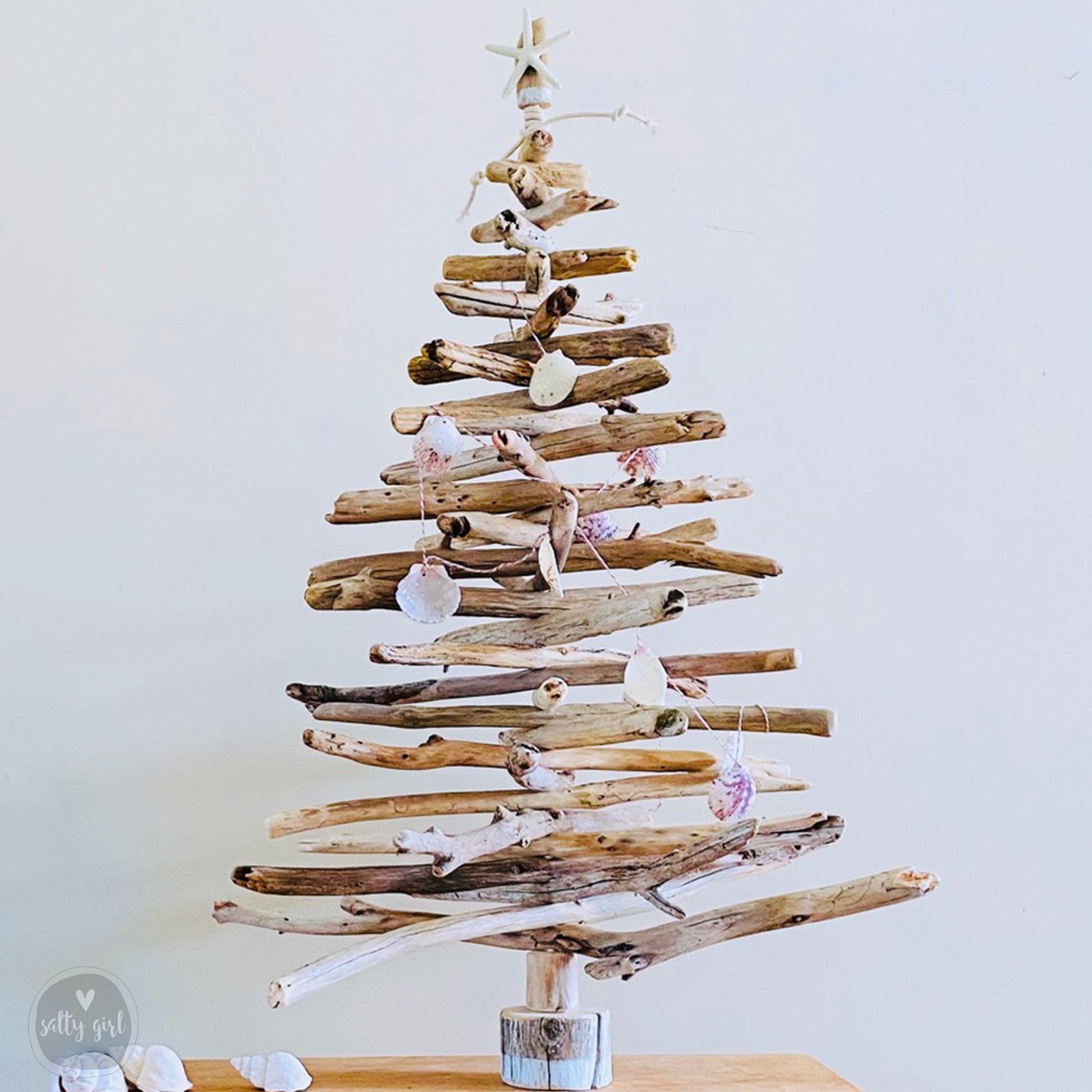 Driftwood Christmas Tree with Shell Garland