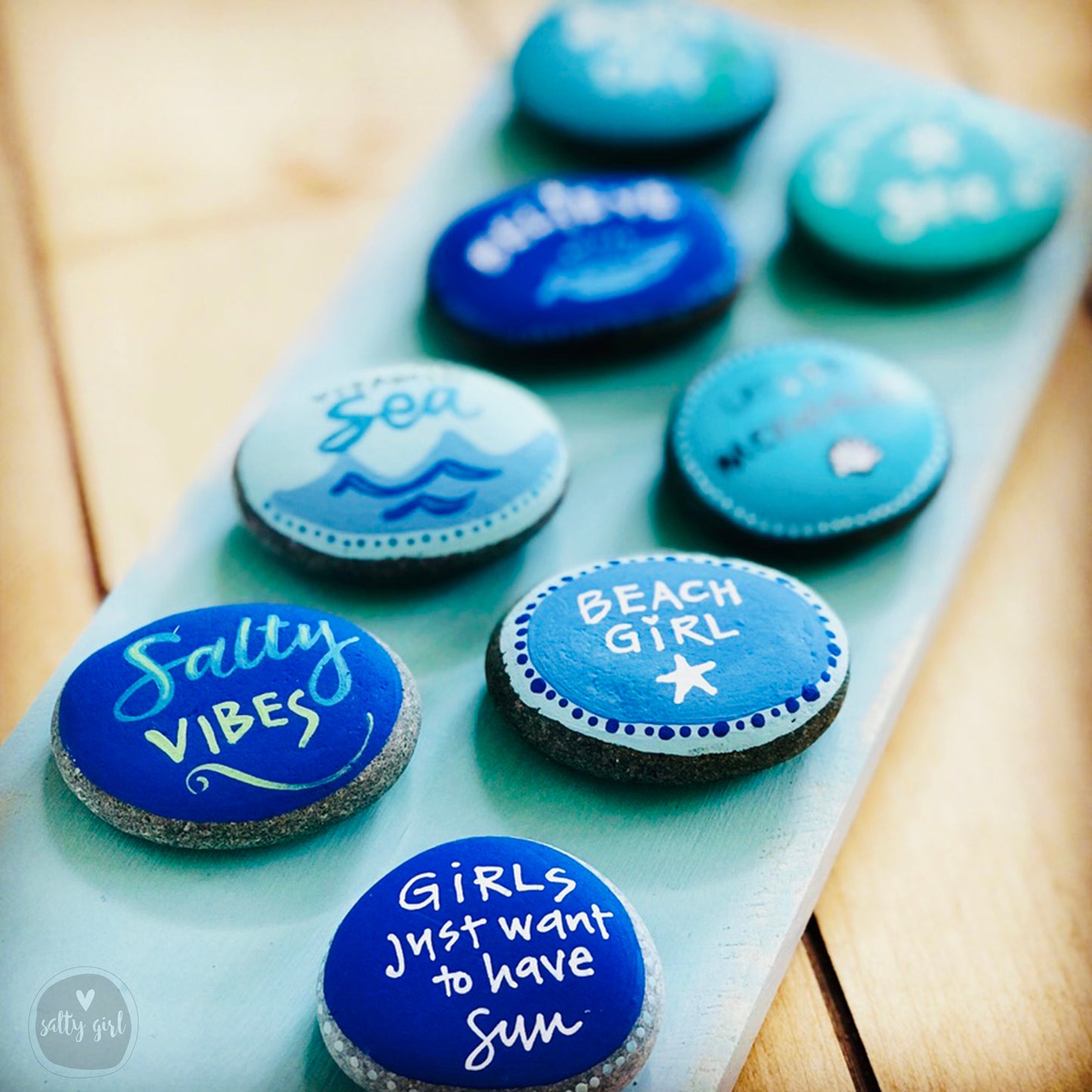 Painted Beach Stones with Whimsical Designs - custom event favors