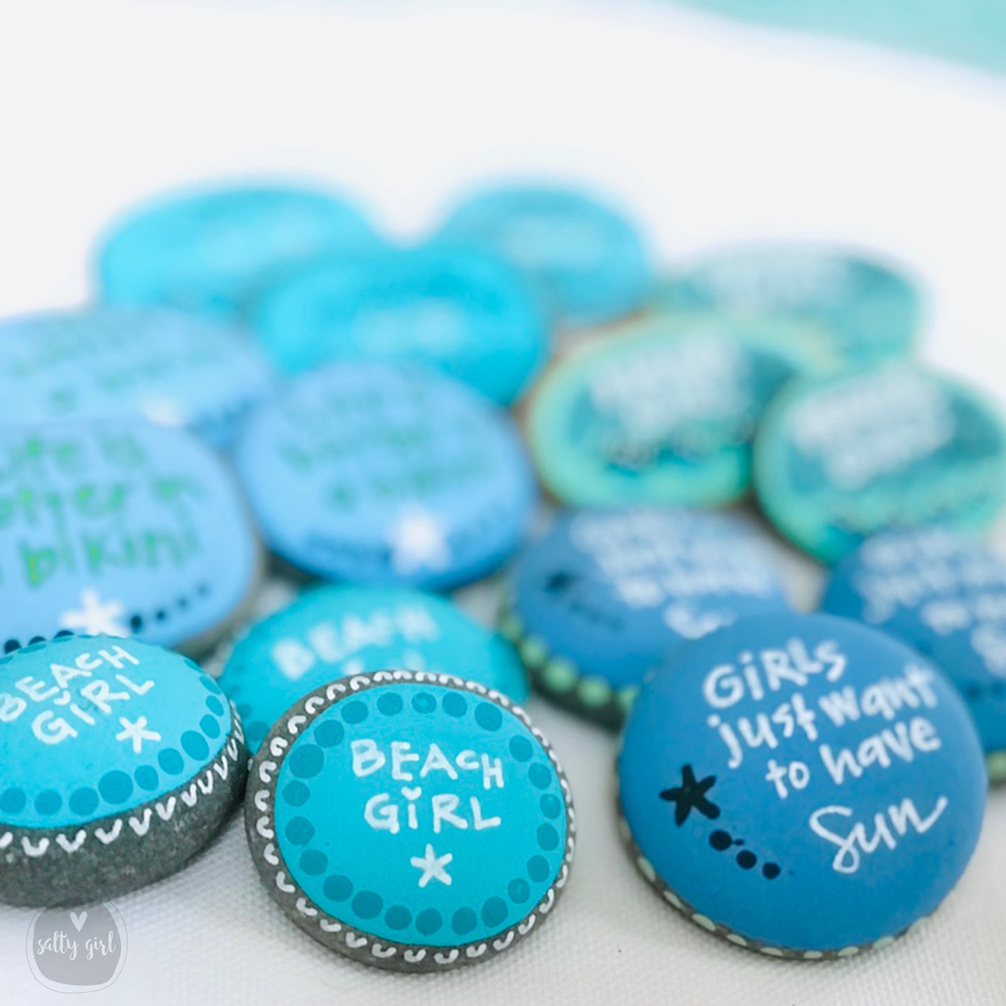 Painted Beach Stones with Whimsical Designs - custom event favors