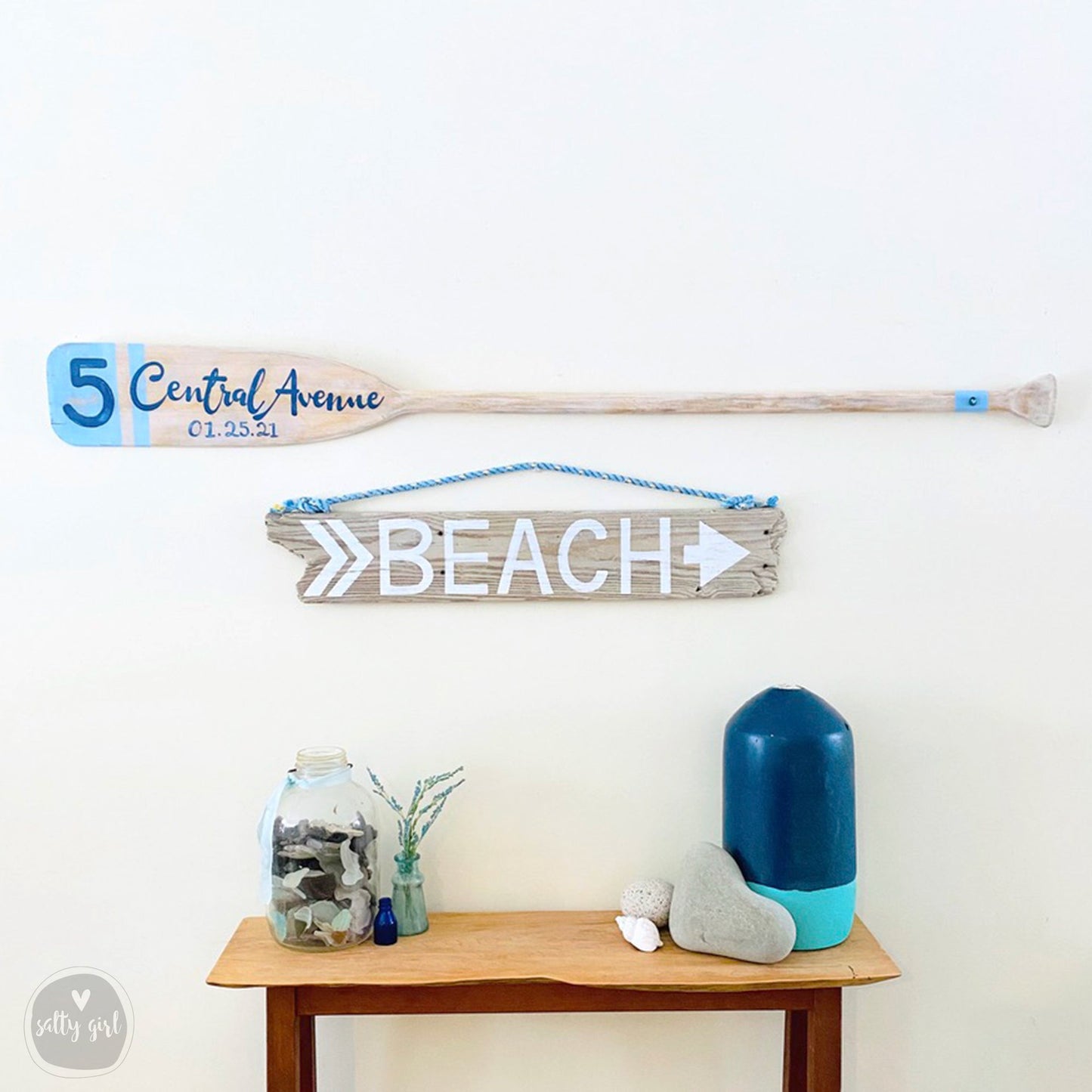 Custom Painted Antique Boat Oar - Nautical Wall Art