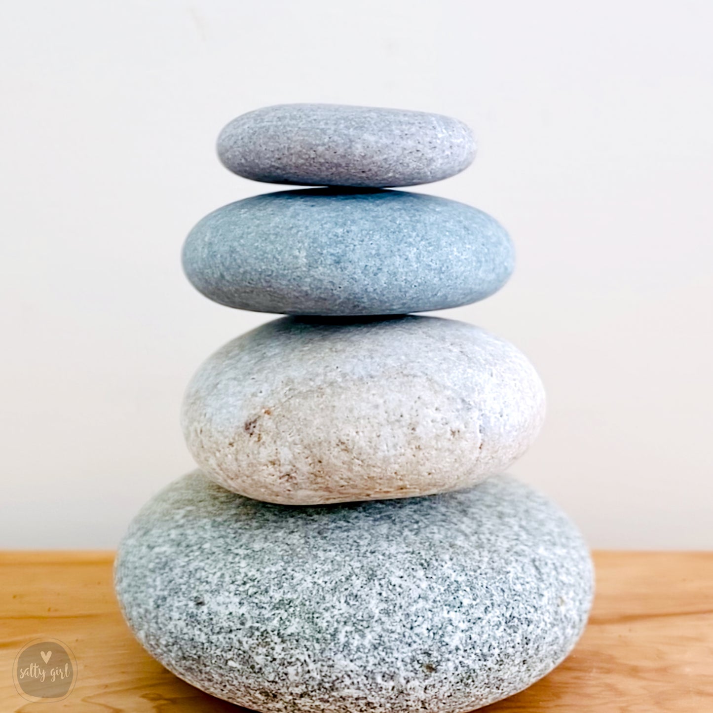 Stacked Beach Stone Cairn - 4 Stacking Peace Stones
