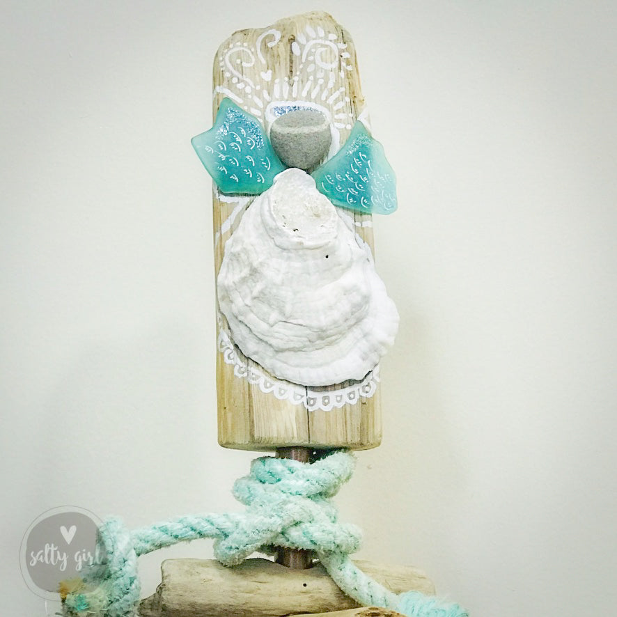 Angel Sea Glass Christmas Tree Topper for Driftwood & Evergreen Trees