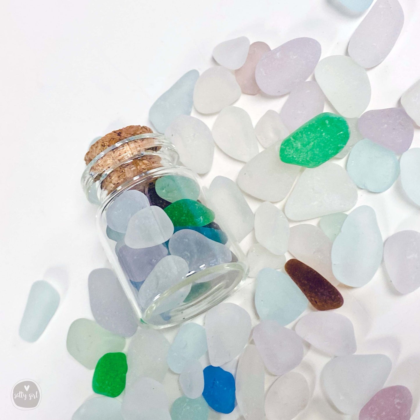 Sea Glass Teardrops - Tiny Mermaid Tears in a Mini Glass Jar - Genuine Sea Glass from Maine