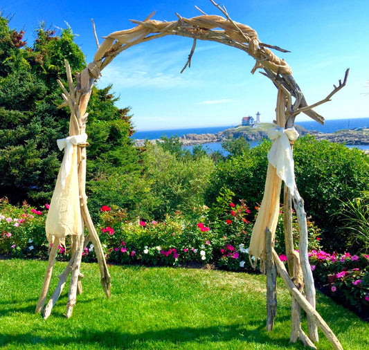 Wedding Arch made from Maine Driftwood - Curved Self-Standing Design - Delivery to ME, NH, MA