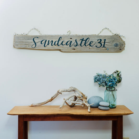 Large Custom Driftwood Sign with Rope Hanger - 3 - 4 Foot Personalized Headboard Sign - Large Coastal Wall Art