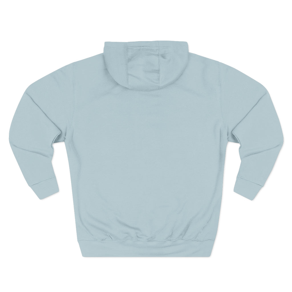A light blue hoodie with long sleeves, displayed against a white background.