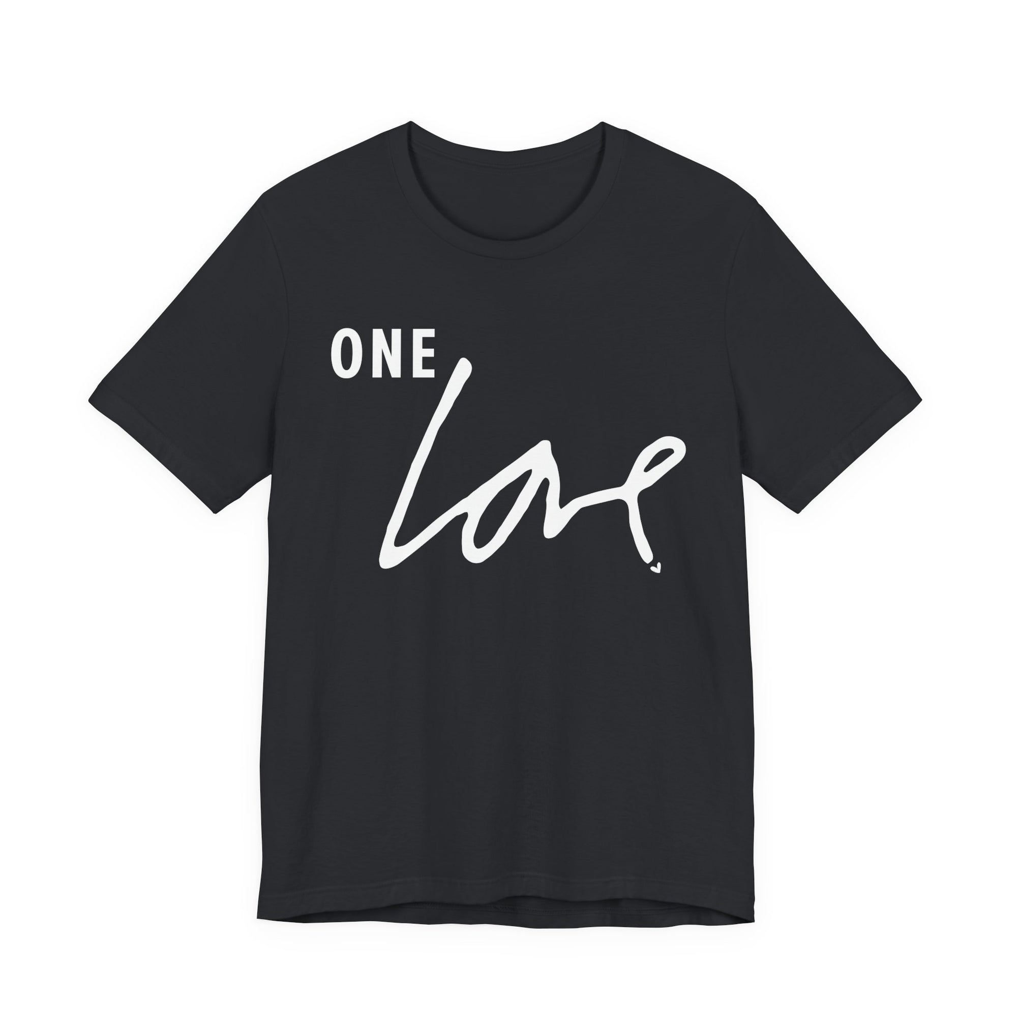 A black Maine Salty Girl T-shirt with the text "ONE LOVE" printed in white on it.