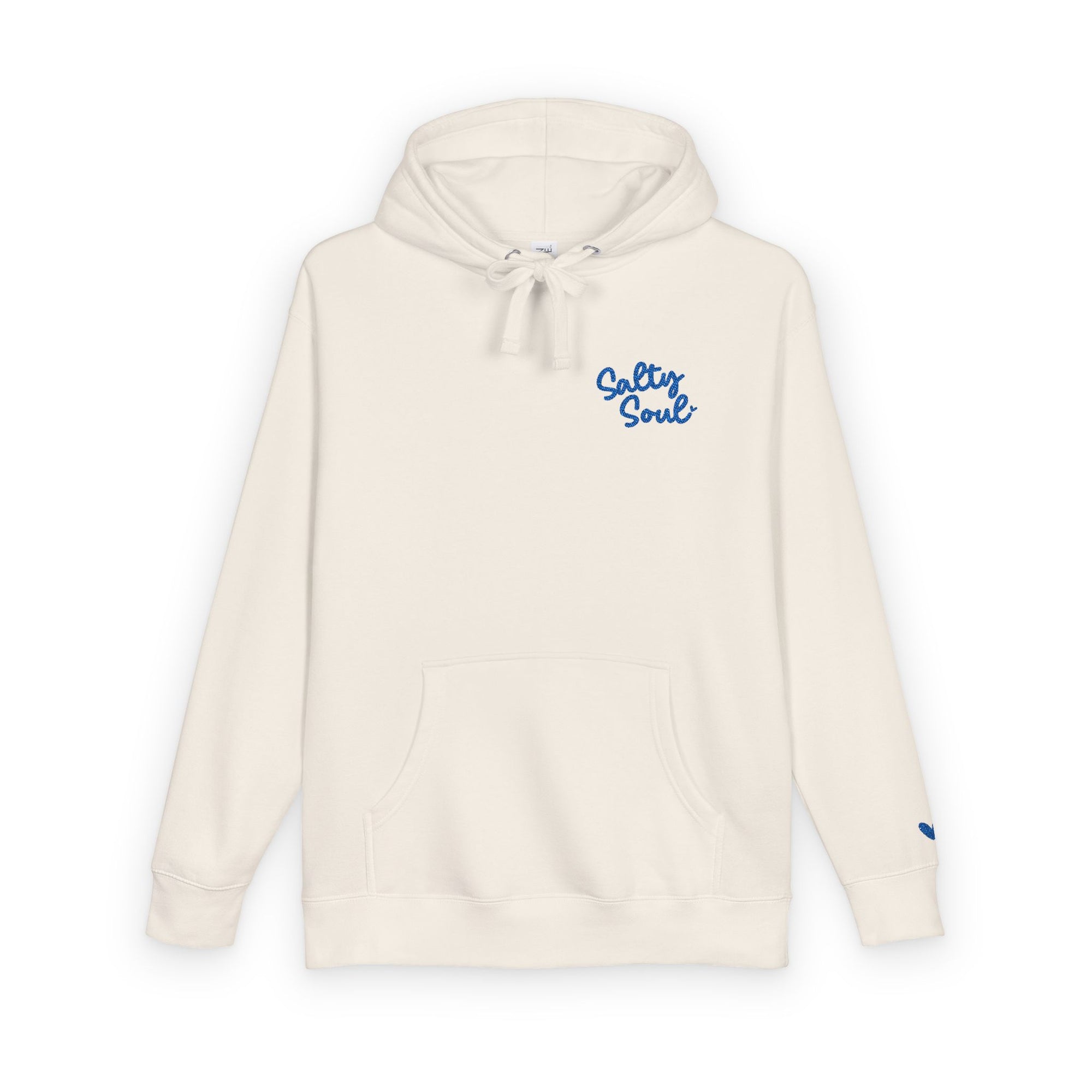 Salty Soul Embroidered Long Fleece Hoodie – Cozy Pullover With Adjustable Hood & Kangaroo Pocket