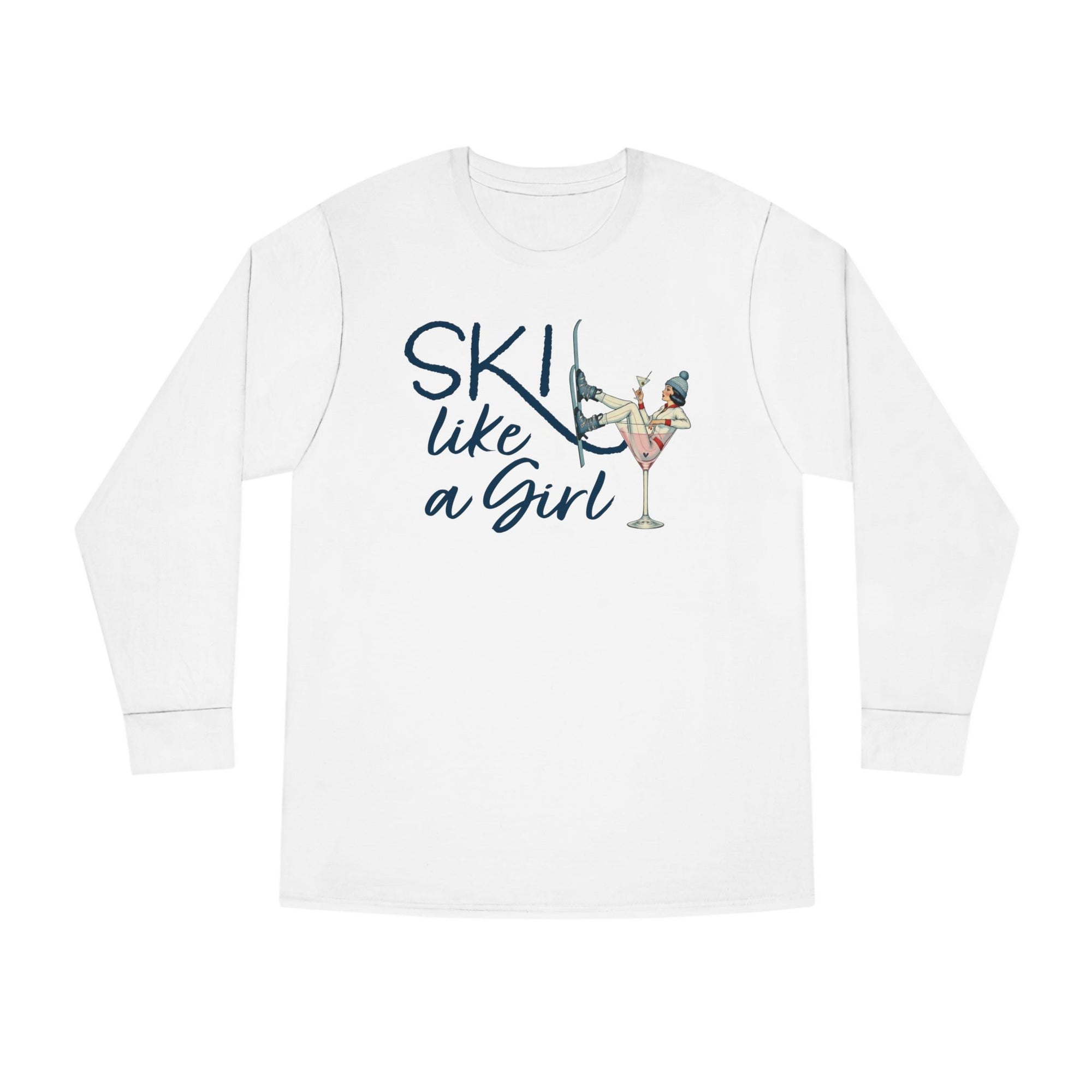 Ski Like a Girl Long Sleeve Tee – Retro Apres Ski Shirt | Soft Cotton Crewneck