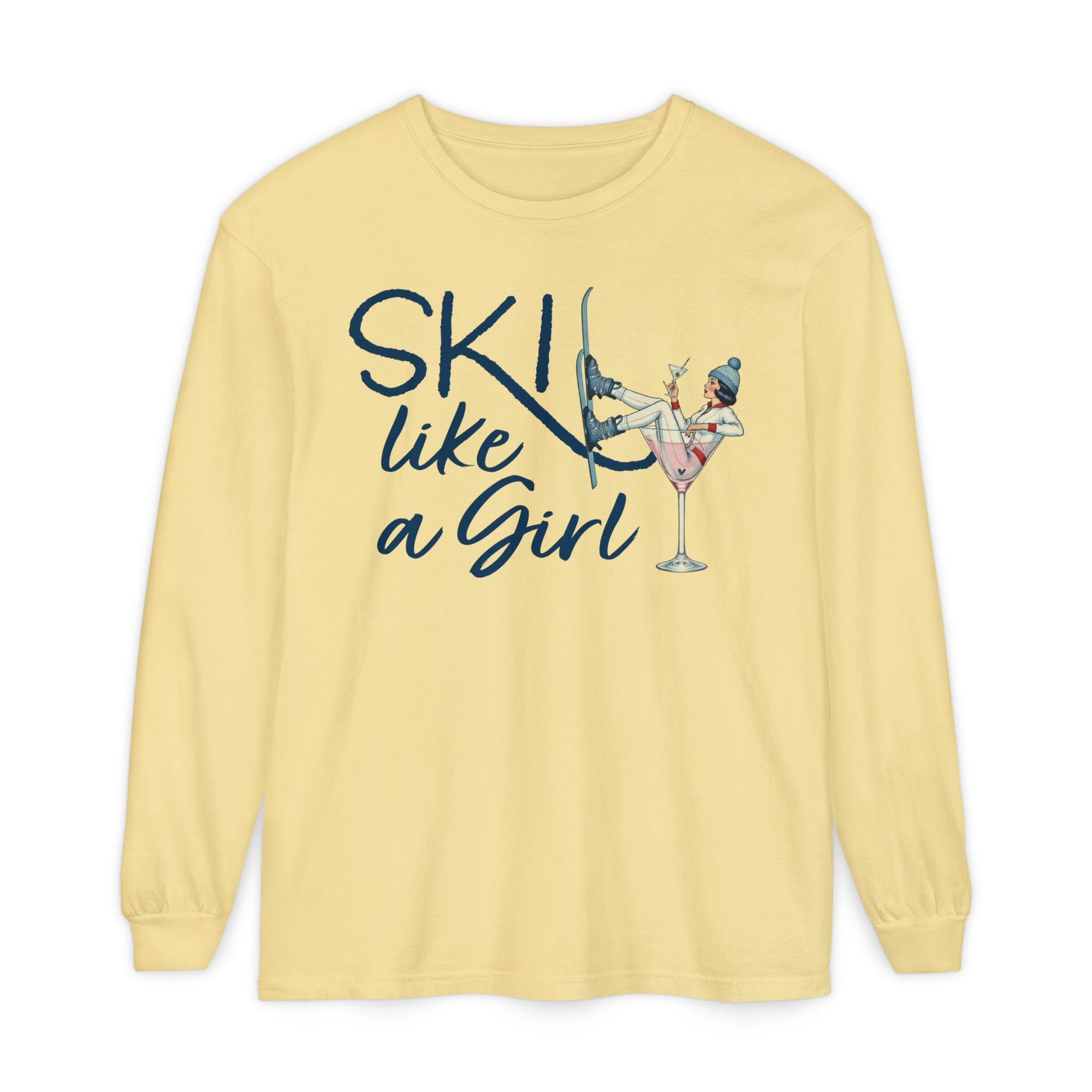 Ski Like a Girl Long Sleeve Tee – Retro Après Ski Shirt