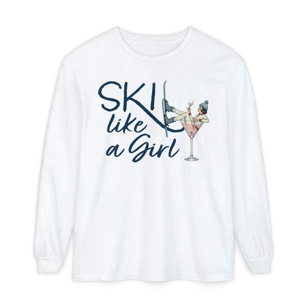 Ski Like a Girl Long Sleeve Tee – Retro Après Ski Shirt