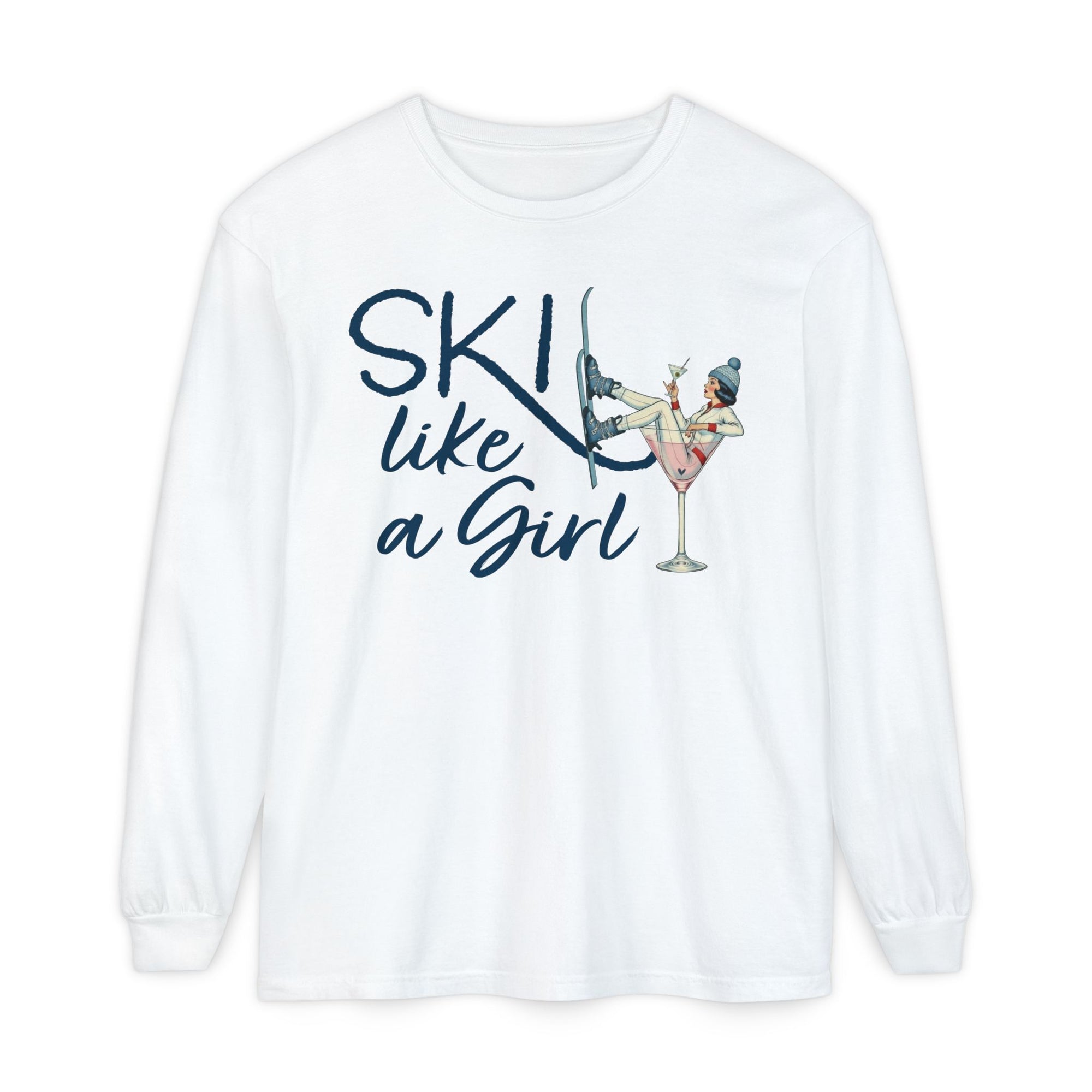 Ski Like a Girl Long Sleeve Tee – Retro Après Ski Shirt