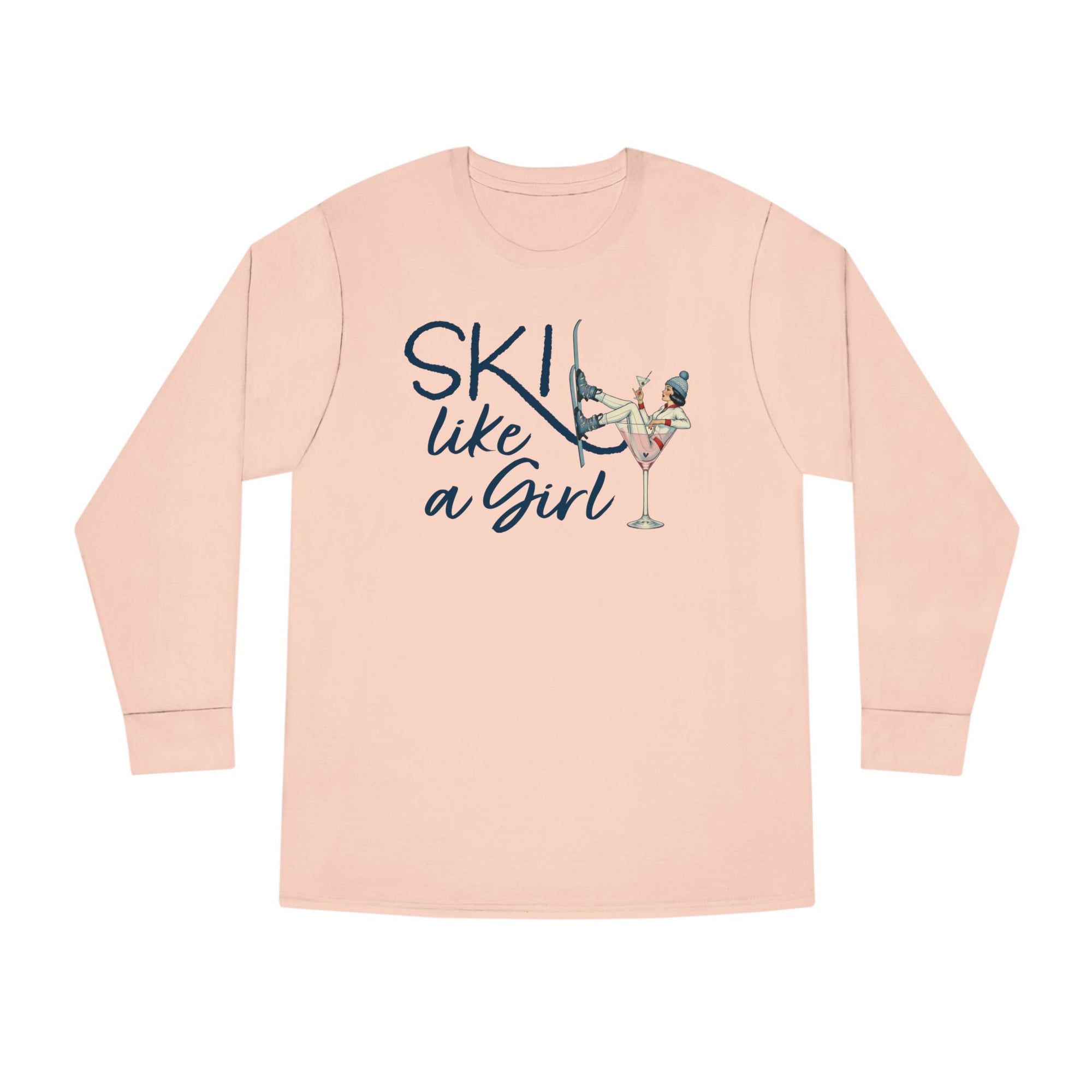 Ski Like a Girl Long Sleeve Tee – Retro Apres Ski Shirt | Soft Cotton Crewneck