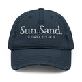 Embroidered 'Sun. Sand. Zero F*cks.' Distressed Dad Hat — Beachy Vintage Baseball Cap