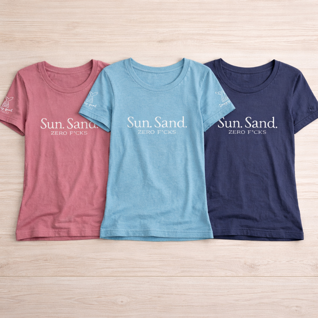 Women's Beach Shirt - Sun Sand Zero F*cks Tee | Soft Cotton, Relaxed Fit