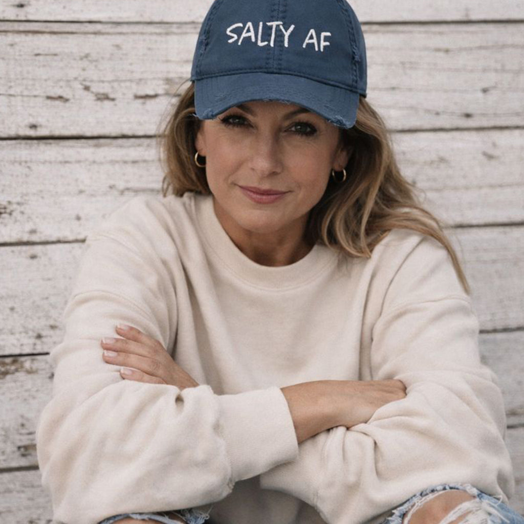 Salty AF Distressed Dad Hat — Embroidered Vintage Baseball Cap