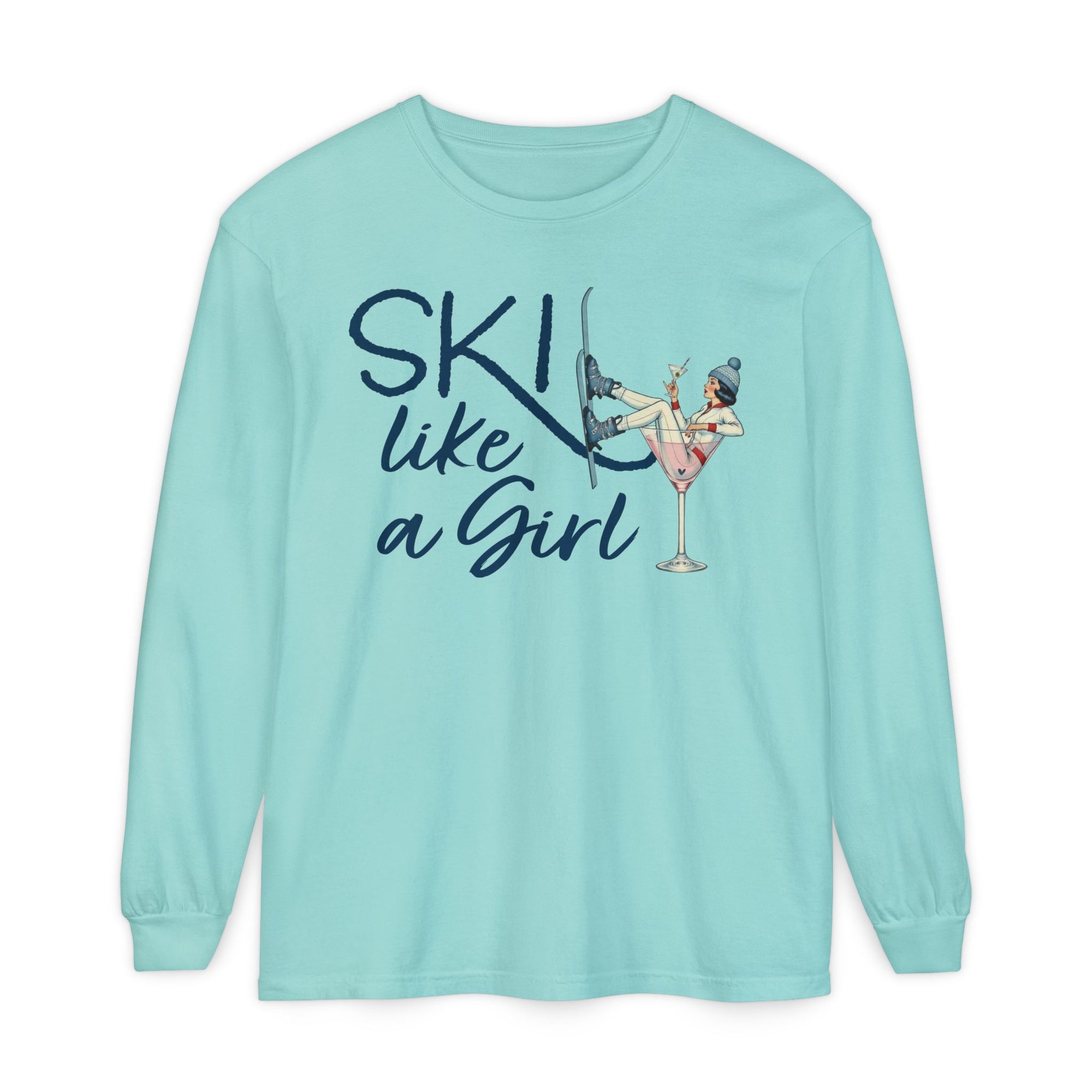 Ski Like a Girl Long Sleeve Tee – Retro Après Ski Shirt