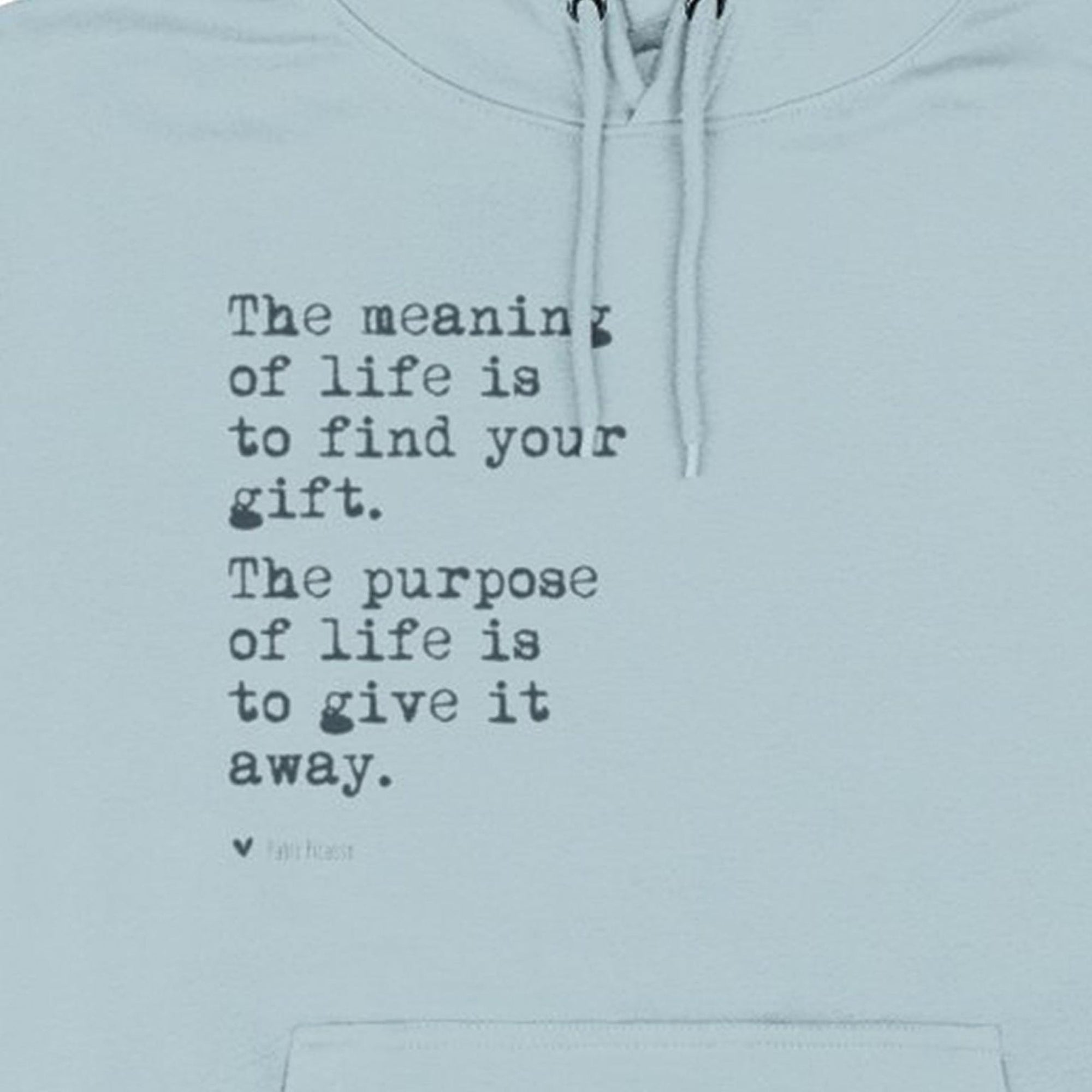 a light blue Maine Salty Girl hoodie with a quote printed on it.
