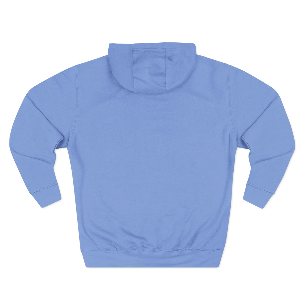 A plain, light blue hoodie with long sleeves.