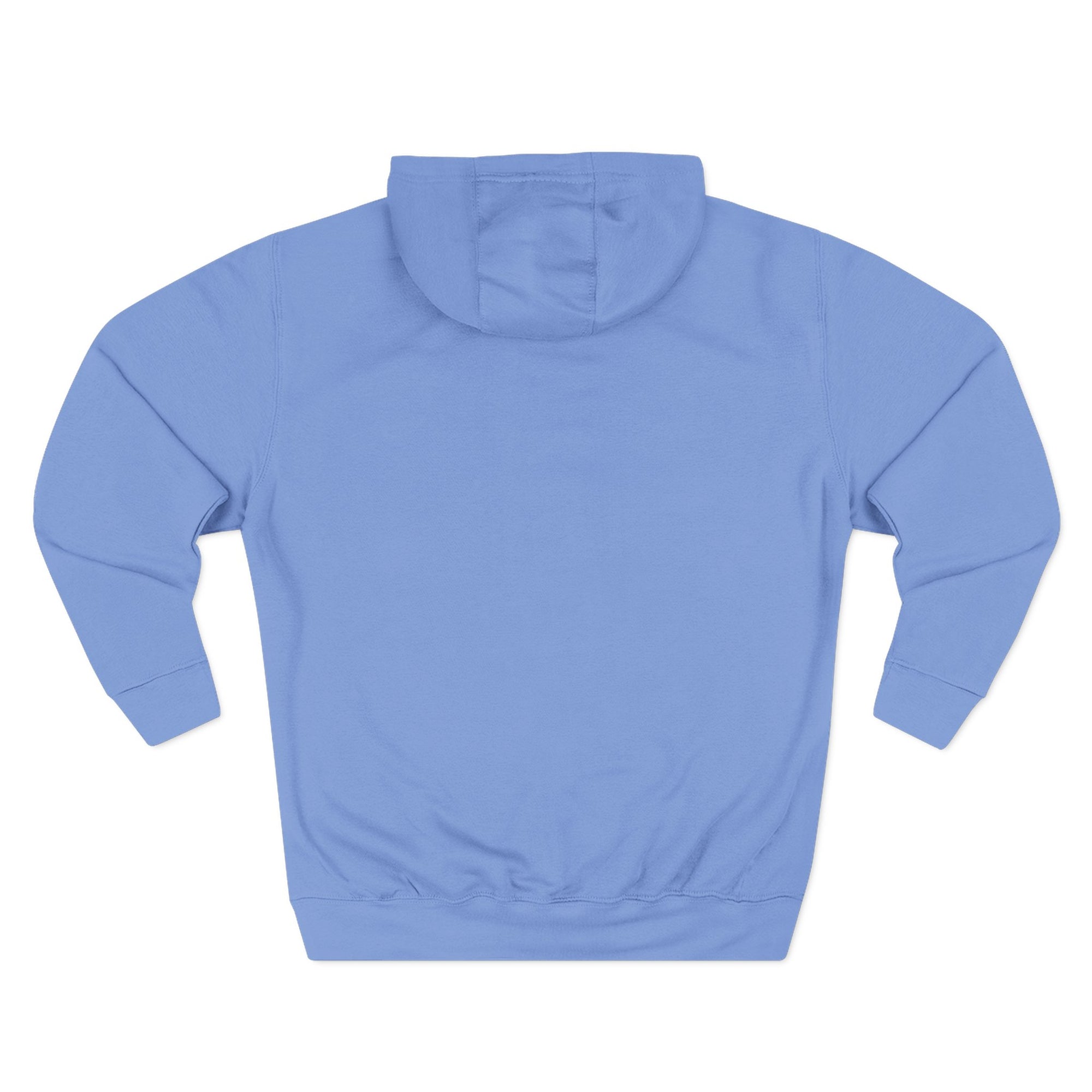 A plain, light blue hoodie with long sleeves.